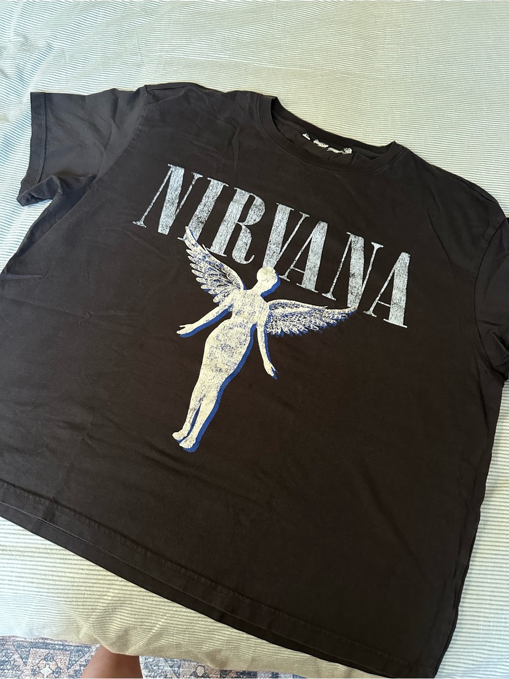 H&M Black Nirvana Graphic Tee with White and Blue Print